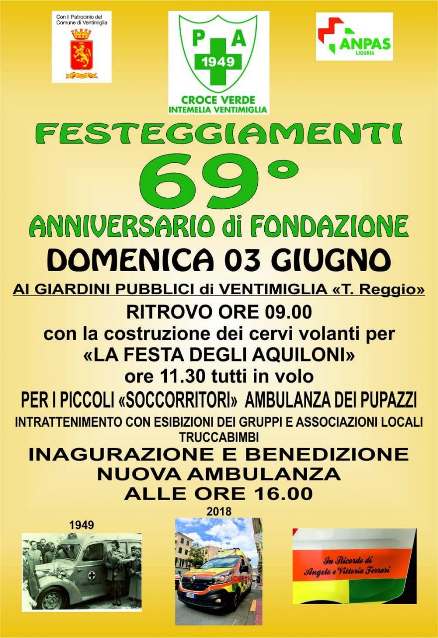La Croce Verde Intemelia festeggia i 69 anni di fondazione