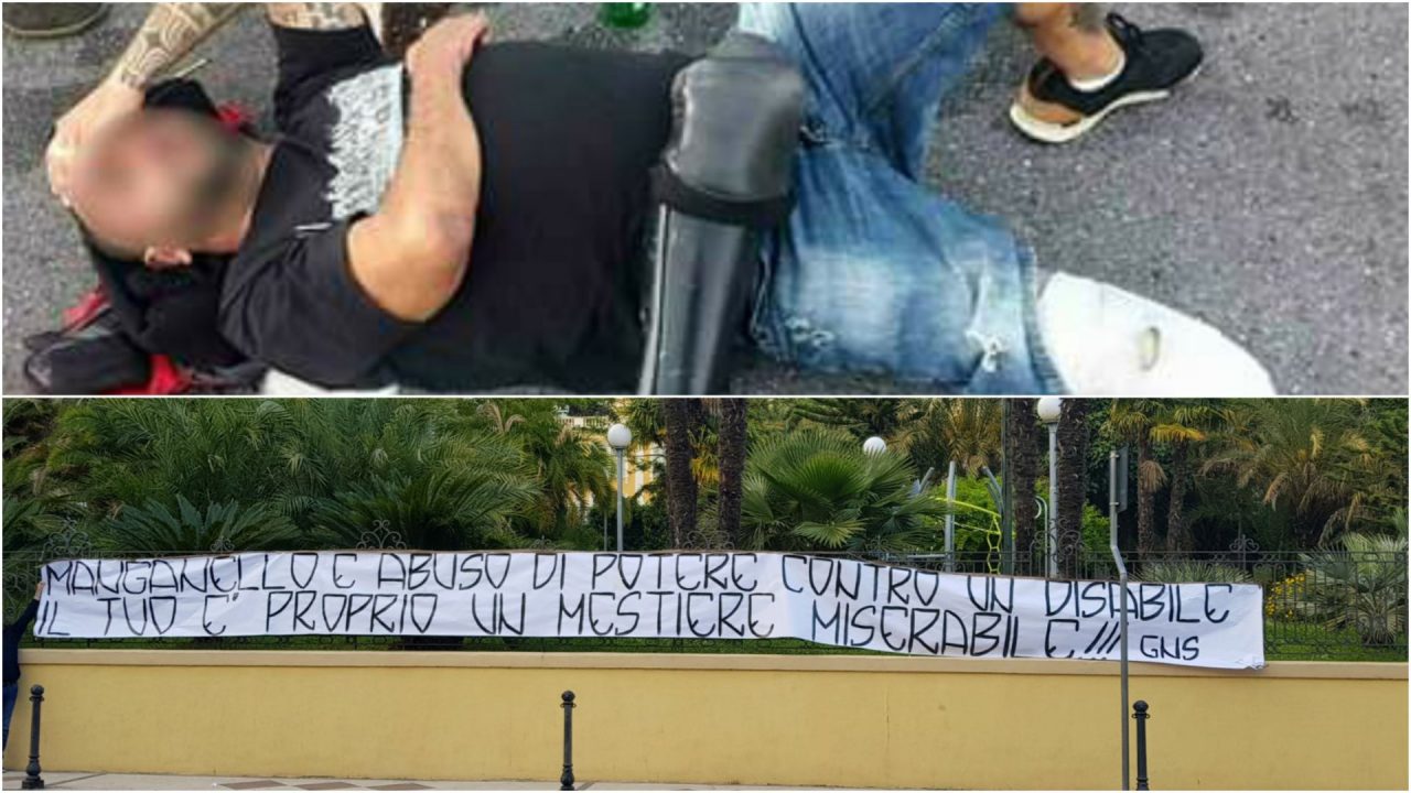 Ultras disabile colpito a manganellate: lo striscione a Sanremo