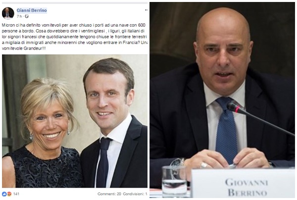 L’assessore Gianni Berrino irride Macron e la sua “vomitevole grandeur”
