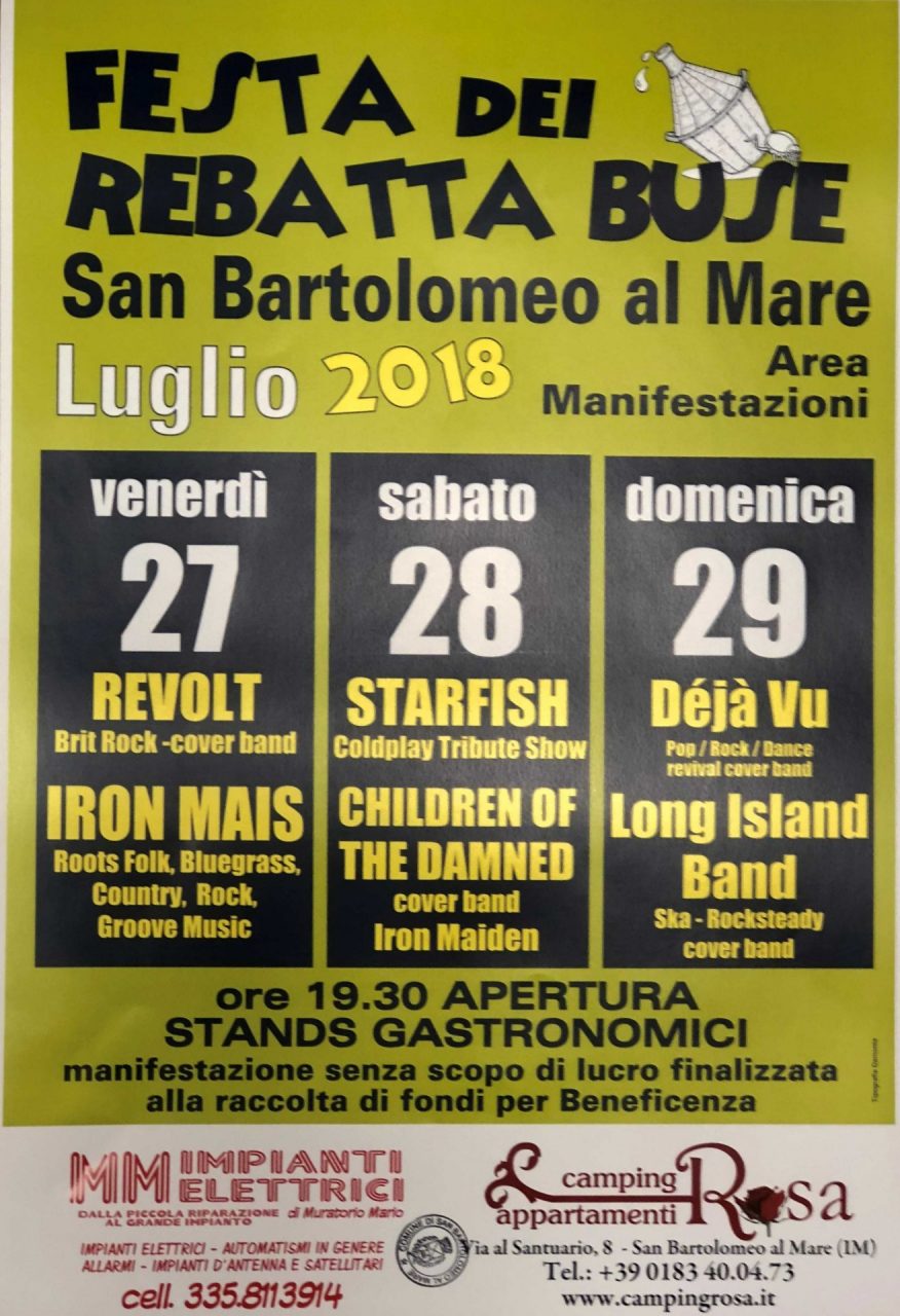 Tre giorni con la “Festa dei Rebatta Buse” a San Bartolomeo al Mare