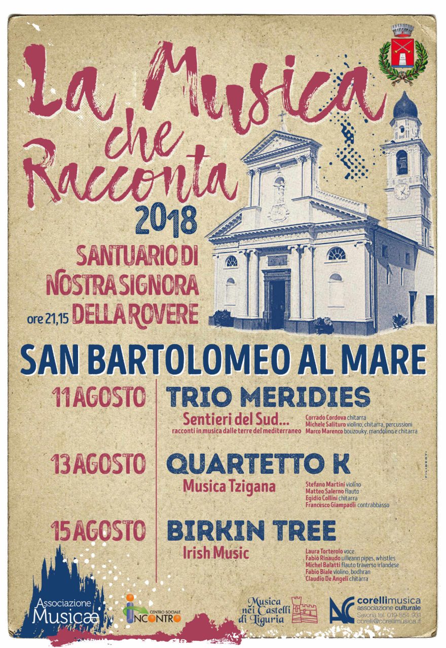San Bartolomeo: tre appuntamenti musicali per Festival Castelli Liguri
