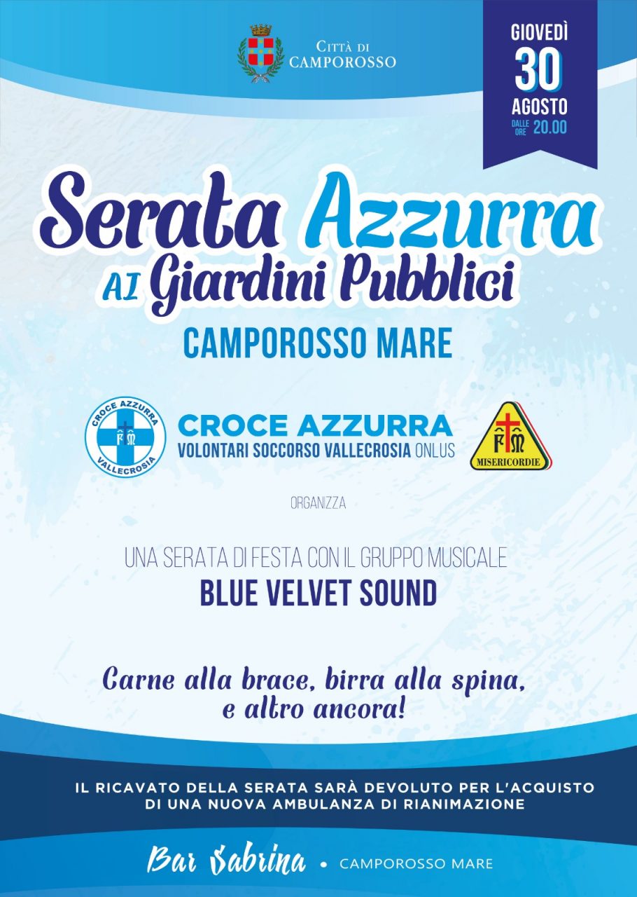 Serata di beneficenza per la Croce Azzurra di Vallecrosia