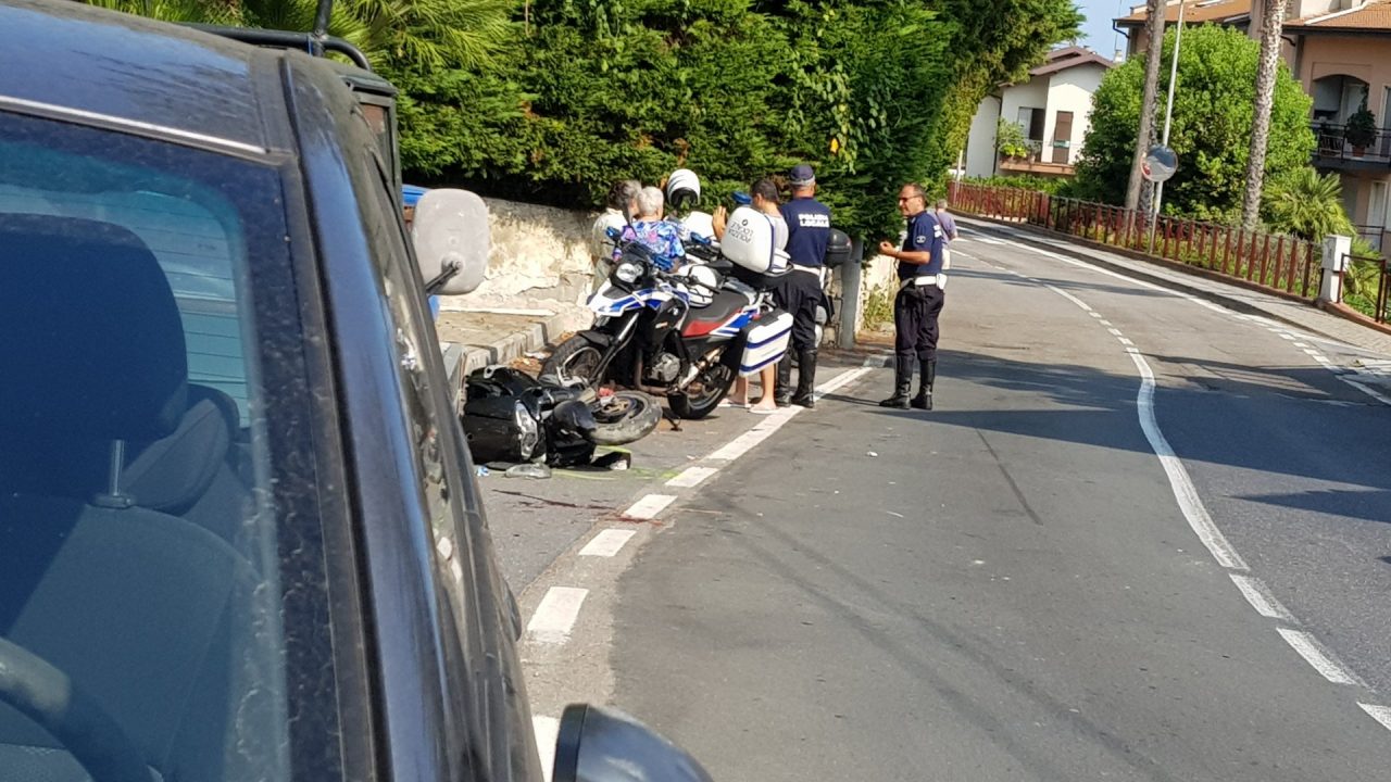 Scontro auto moto a Sanremo