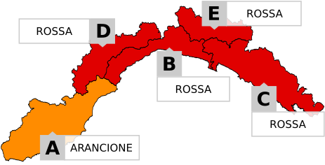 Scatta l’allerta arancione in provincia di Imperia. Rossa in Liguria