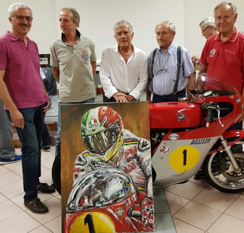 All’asta per la fibrosi cistica il quadro del grande Giacomo Agostini dipinto da un imperiese