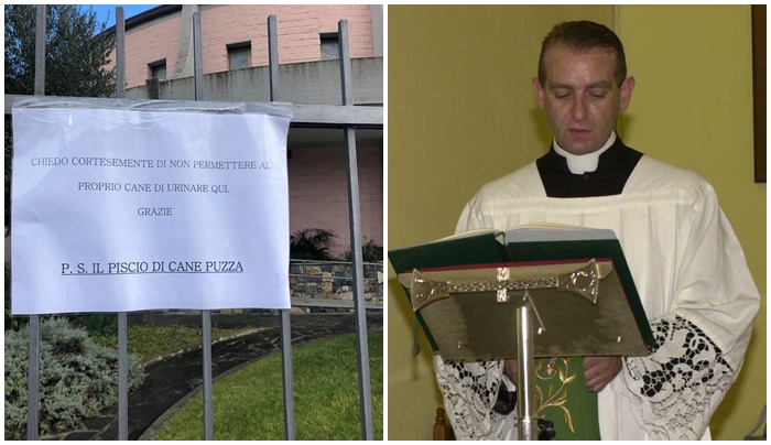 “Il piscio del cane puzza” e volano parole grosse contro il parroco di Imperia