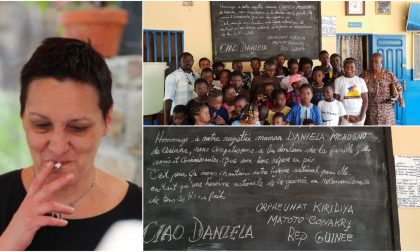 L'omaggio a Daniela Merogno da parte dei bambini dell'orfanotrofio in Guinea