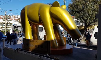 Tapiro d'oro gigante fa irruzione in piazza Colombo