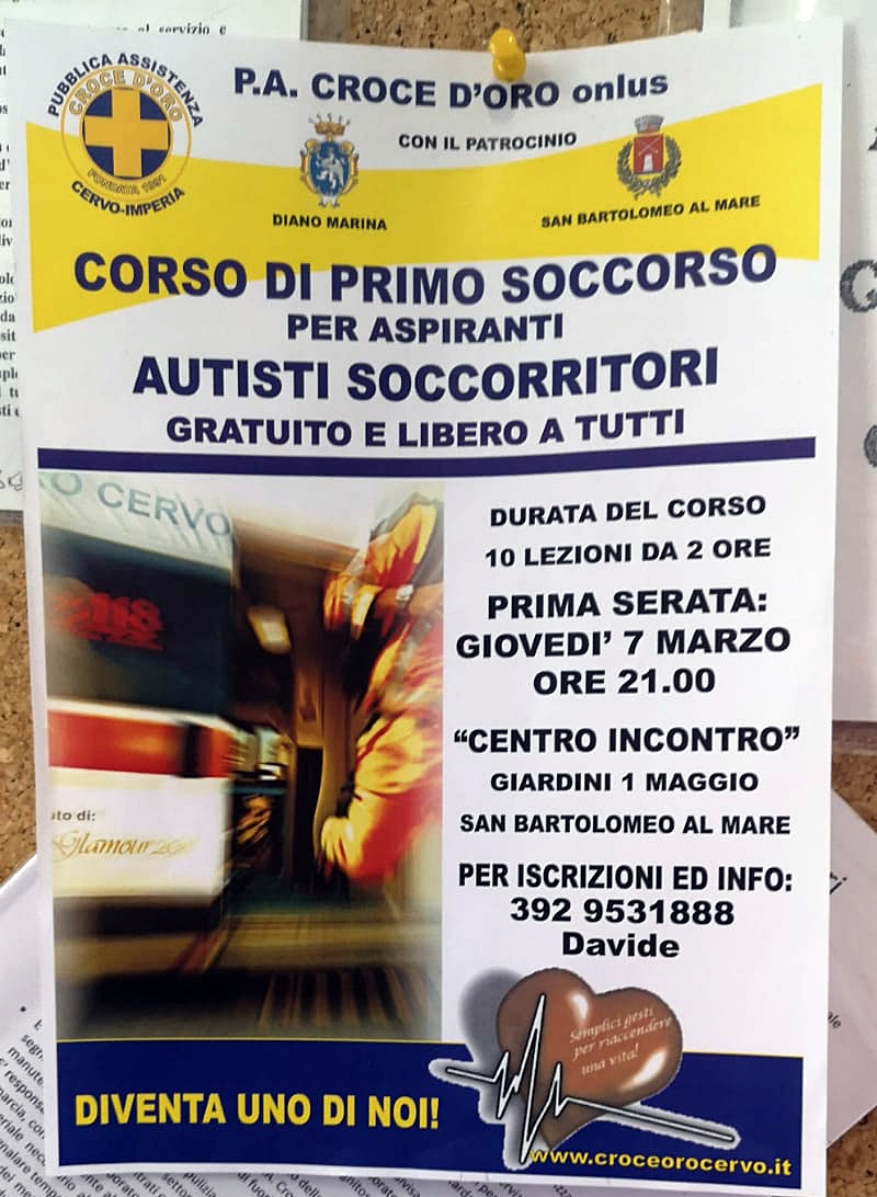 San Bartolomeo al mare: corso di Primo Soccorso con la Croce d’Oro