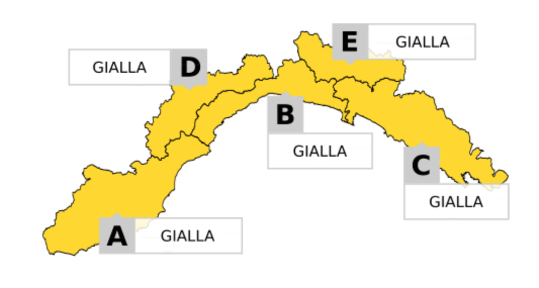Allerta gialla su tutta la Liguria per temporali