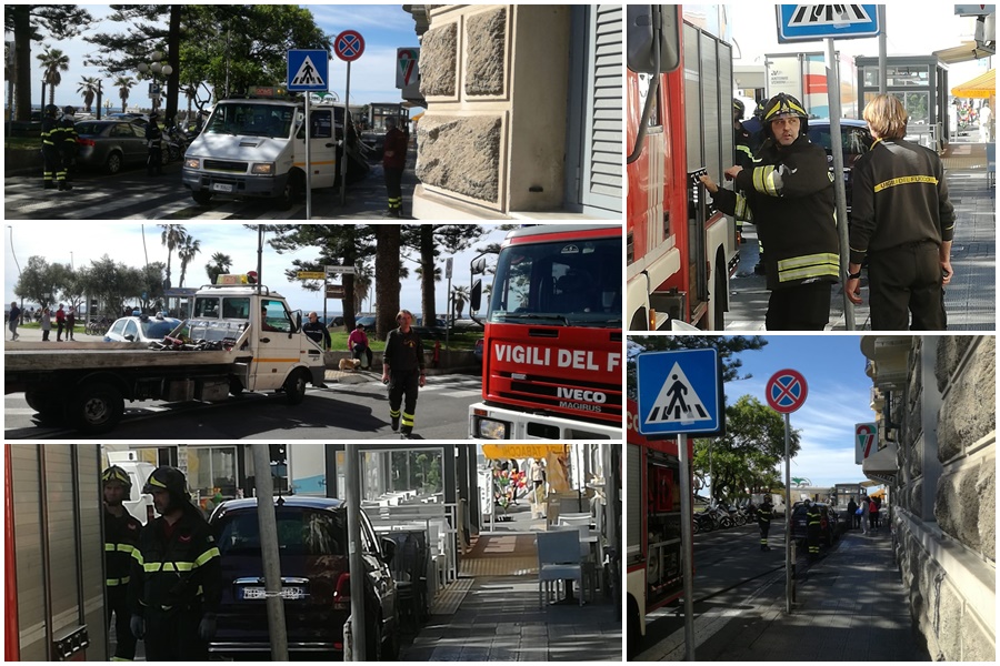 Auto perde benzina in pieno centro. Intervento dei VVFF
