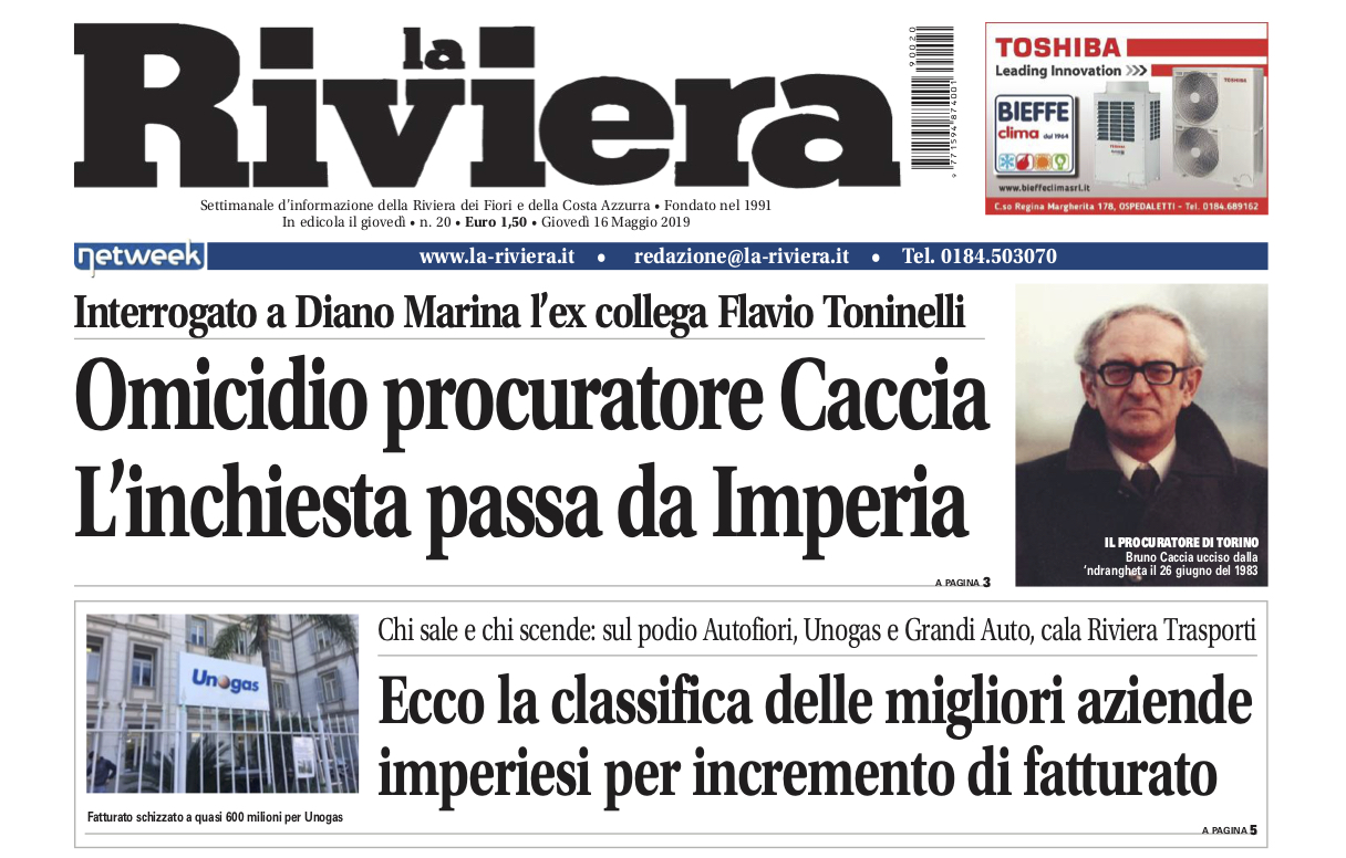 Esclusiva: omicidio Caccia, l’inchiesta passa da Imperia. Il nuovo numero de La Riviera in edicola