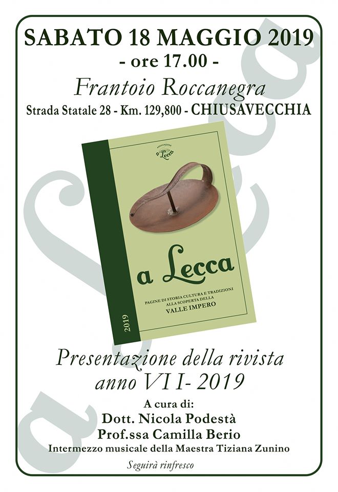 Sabato la presentazione del 7° numero della rivista “A Lecca”