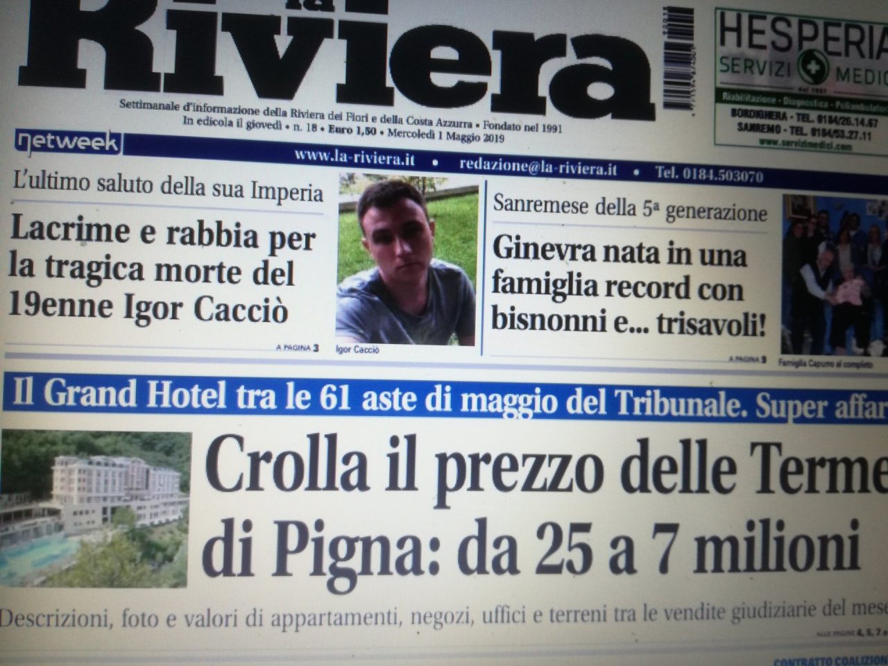 La Riviera festeggia in edicola il 1° Maggio. Ecco le notizie di questo numero