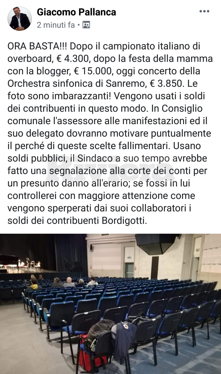 Post velenoso di Pallanca contro Ingenito