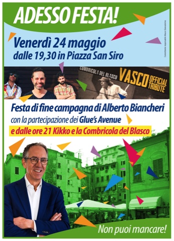 Grande festa in Piazza San Siro per Alberto Biancheri