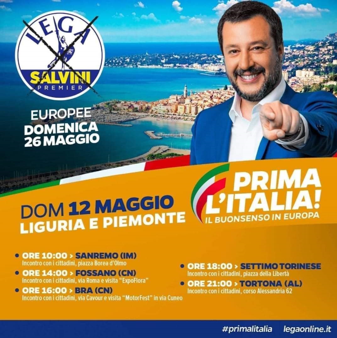 Mentone al posto di Sanremo anche sul manifesto di Salvini