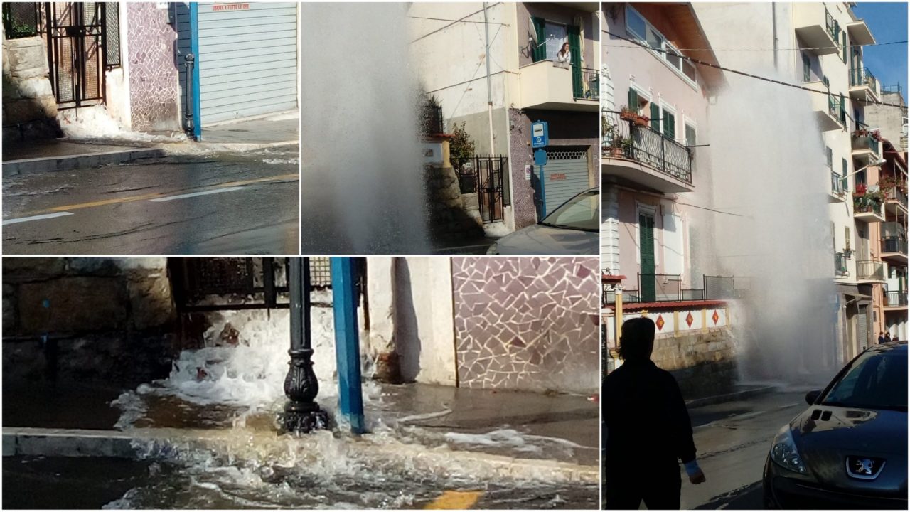 Geyser in centro a Sanremo. Esplode condotta dell’acqua in via Martiri