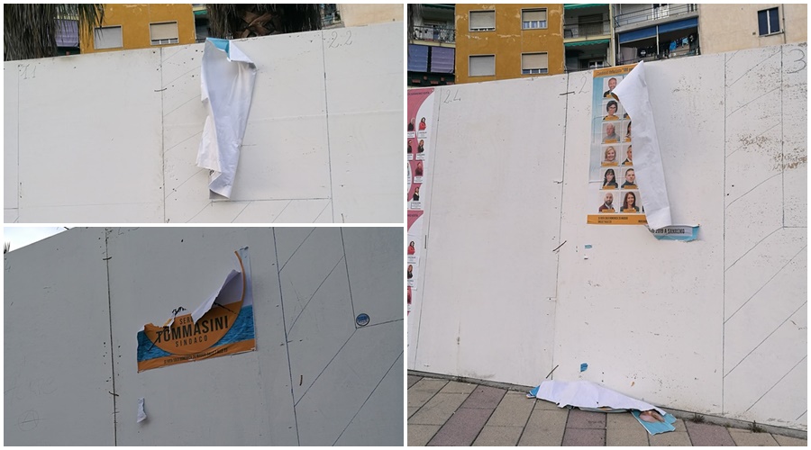 Manifesti elettorali strappati, il comunicato congiunto dei candidati: “la città merita rispetto”