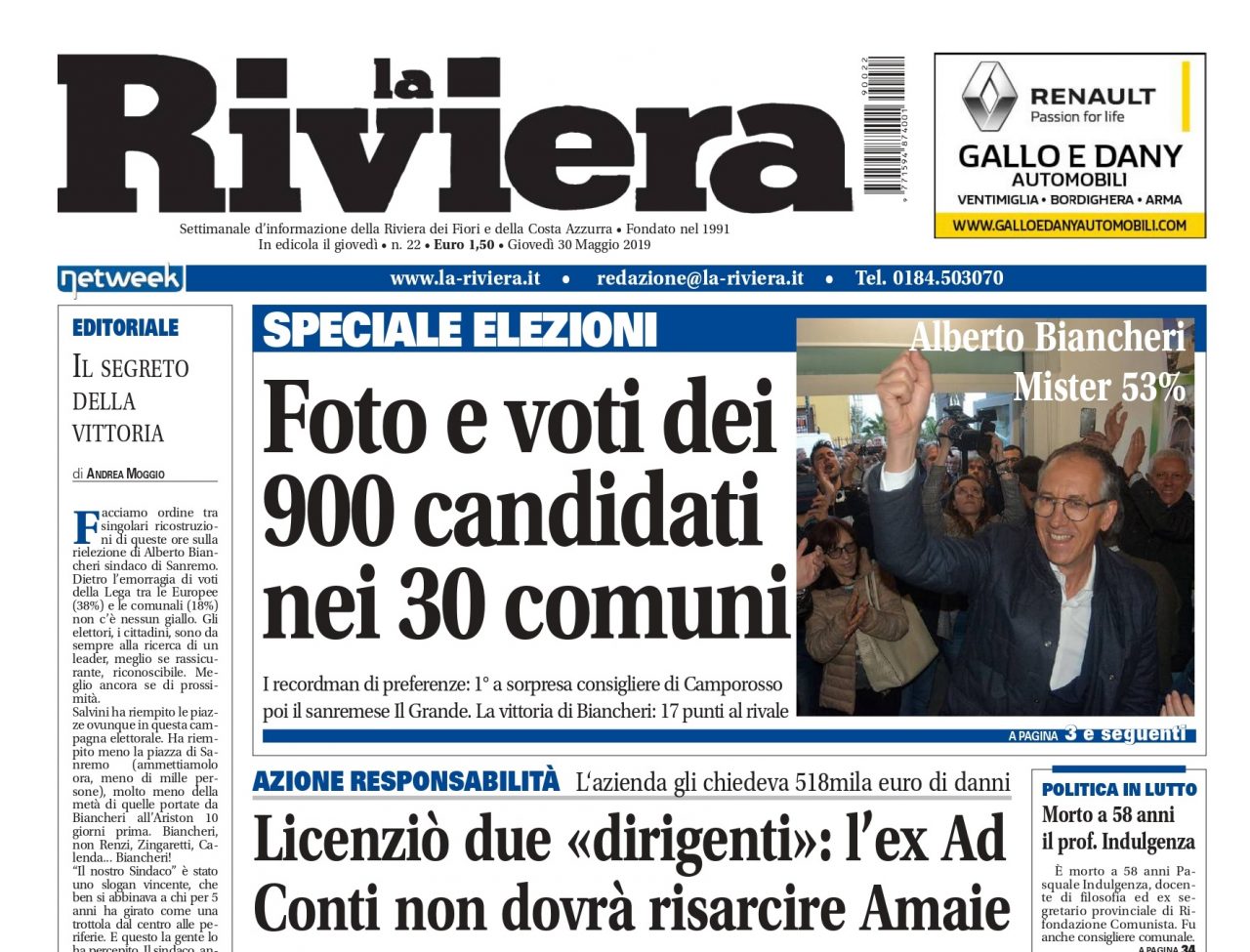 Il nuovo numero de La Riviera è in edicola con uno speciale elezioni