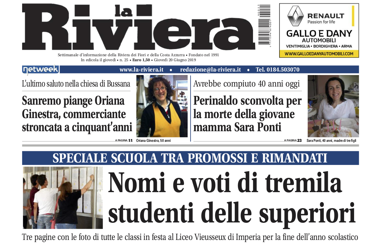 Speciale scuola, tutti i voti degli studenti nel nuovo numero de La Riviera da oggi in edicola