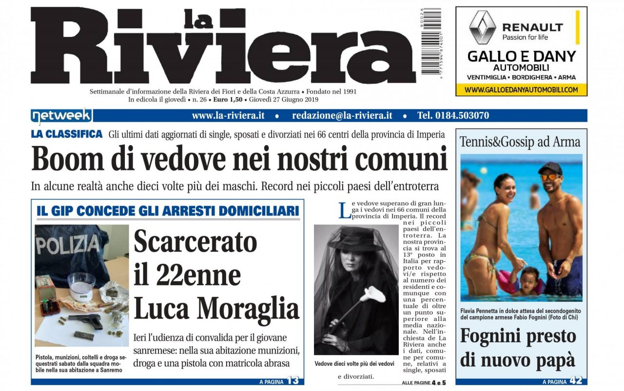 Tutte le esclusive in edicola oggi sul settimanale La Riviera