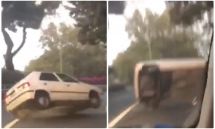 Il video in diretta dell'auto che si cappotta sul Capo Berta