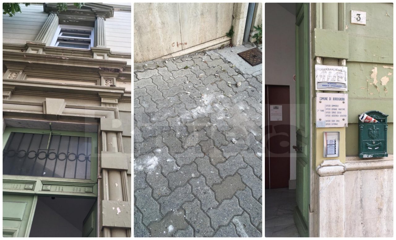 Crollano calcinacci dall’Ufficio Tecnico di Bordighera
