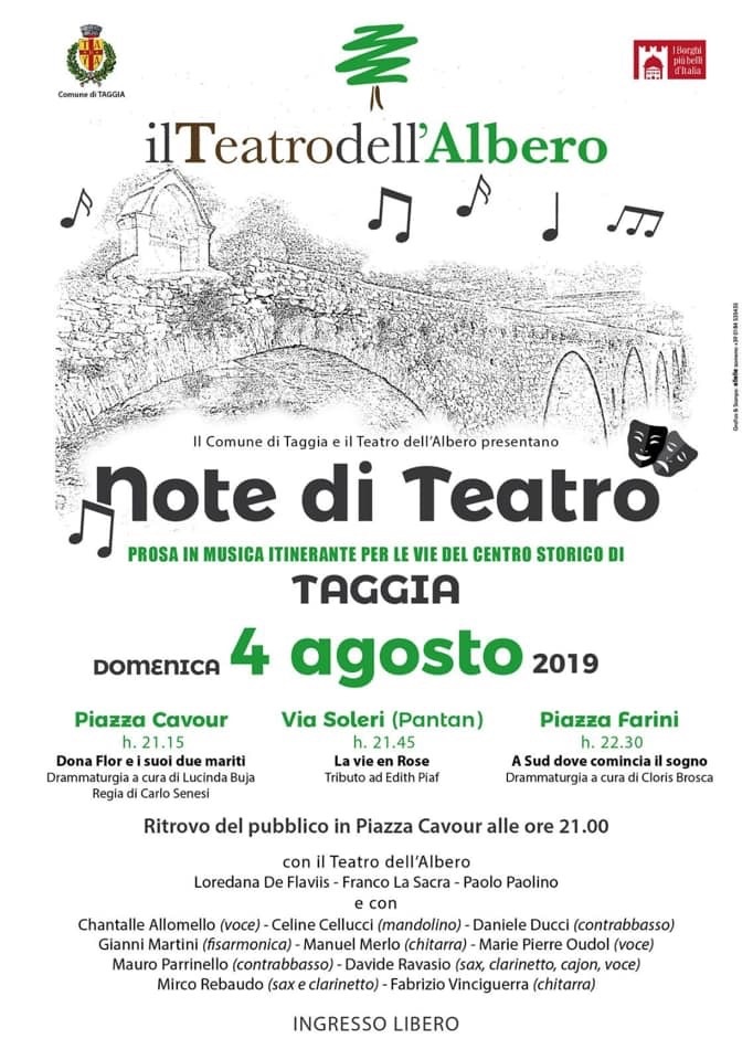 Stasera a Taggia “Note di teatro” per le vie del borgo