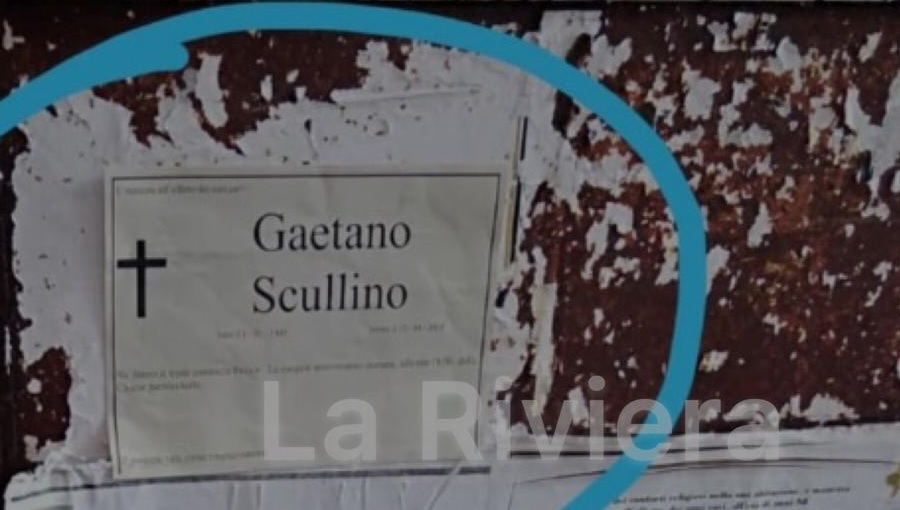 Manifesto funebre di Scullino affisso a Ventimiglia