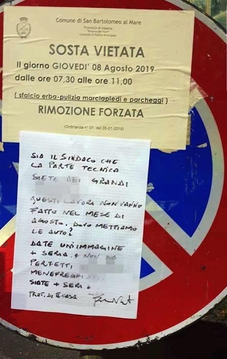 San Bartolomeo: divieto di sosta scatena l’ira dei residenti, spunta la lettera