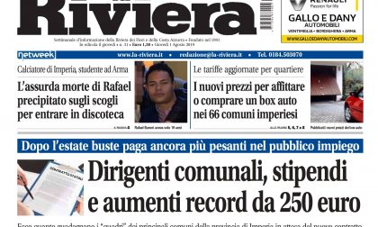 Un nuovo numero de La Riviera è in edicola: aumenti da record per i dirigenti pubblici. I super stipendi nei nostri comuni