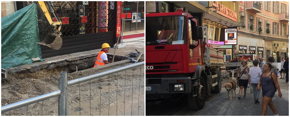 Si rompe la fogna davanti all’Ariston. Hotel e bar senz’acqua