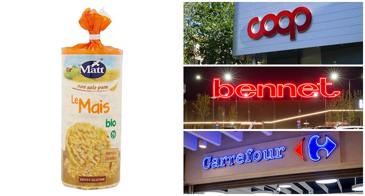 Pezzi di metallo nelle gallette di mais ritirate da Coop, Bennet e Carrefour