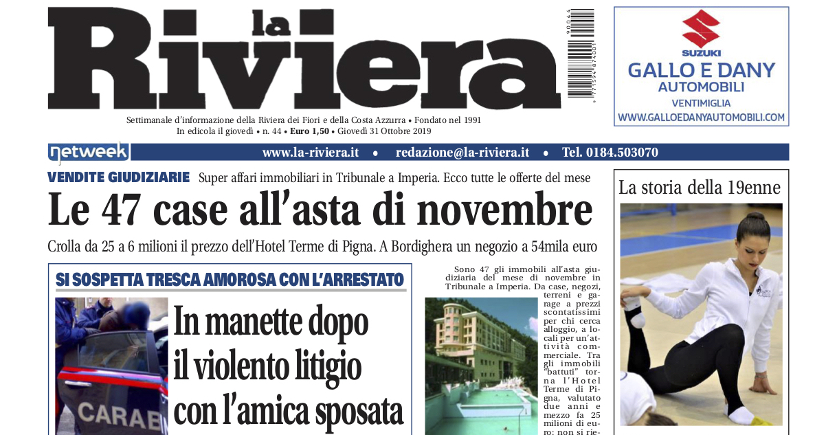Le 47 case all’asta di novembre e il giallo della “tresca” a Diano su La Riviera in edicola