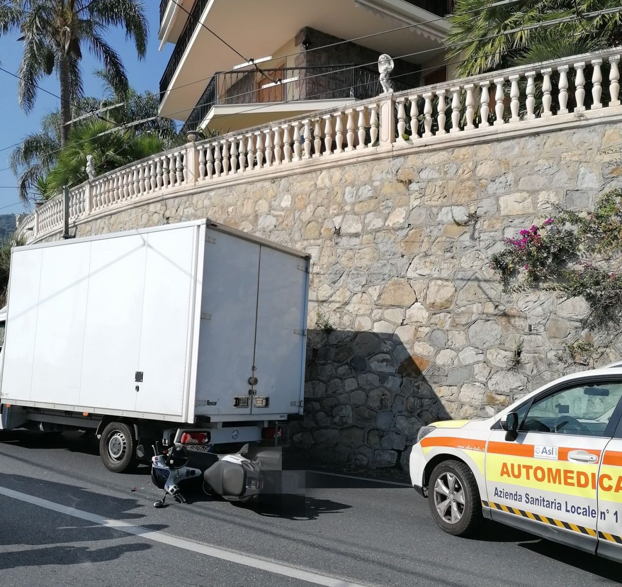 Scooterista grave dopo un incidente sul’Aurelia a Ospedaletti