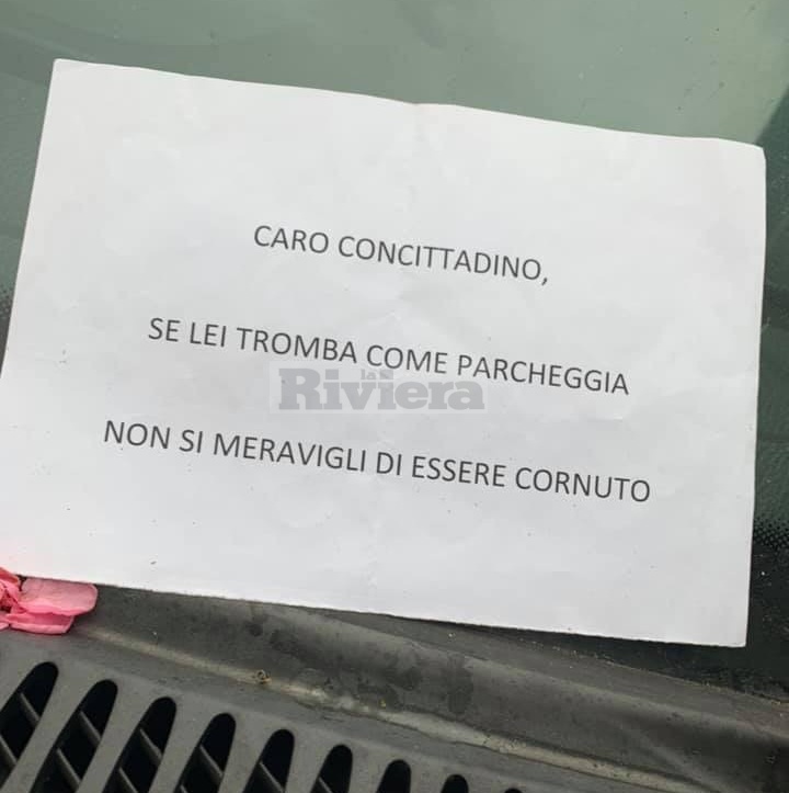 Parcheggio via Dante Ventimiglia biglietto anonimo1