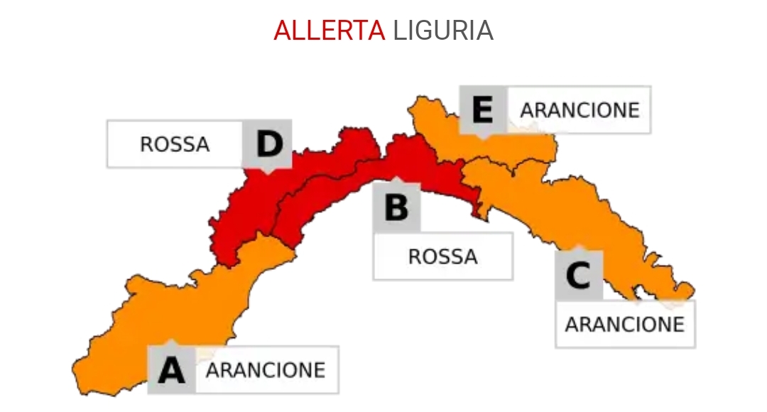 Allerta arancione fino a domani in provincia di Imperia
