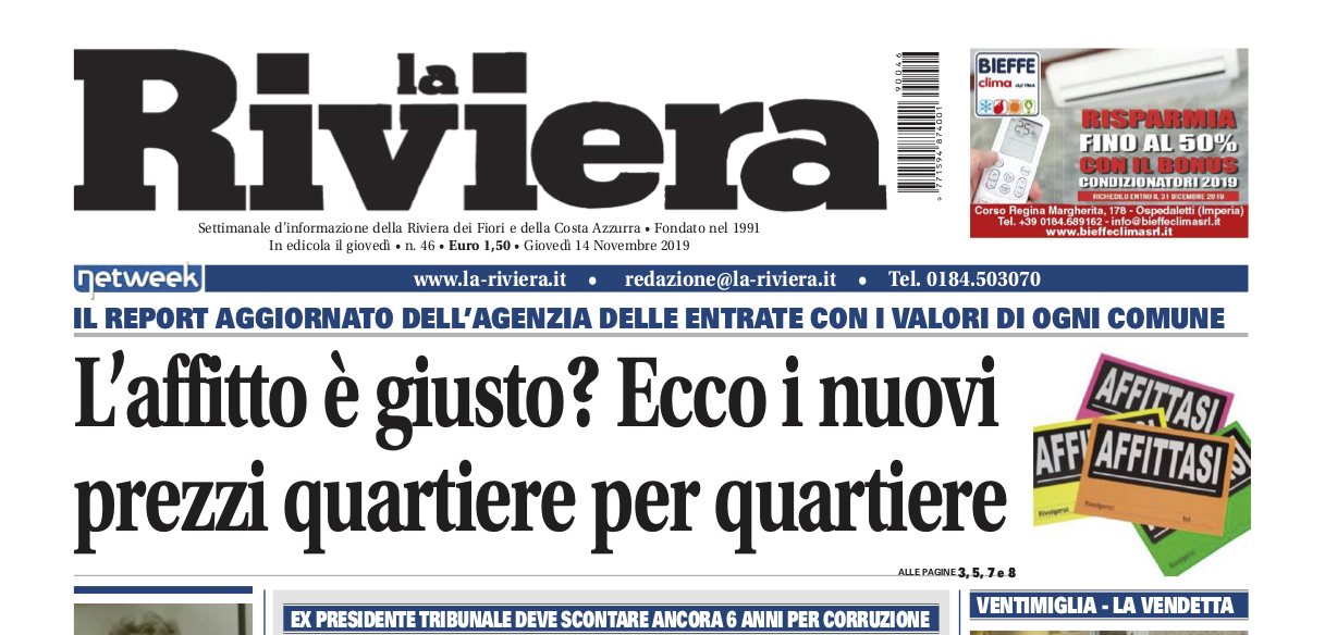 Quartiere per quartiere i prezzi degli affitti in tutti i comuni della provincia su La Riviera in edicola