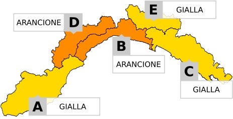 Allerta Gialla sul Ponente ligure a partire dalle 18 di oggi fino alle 7 di domani