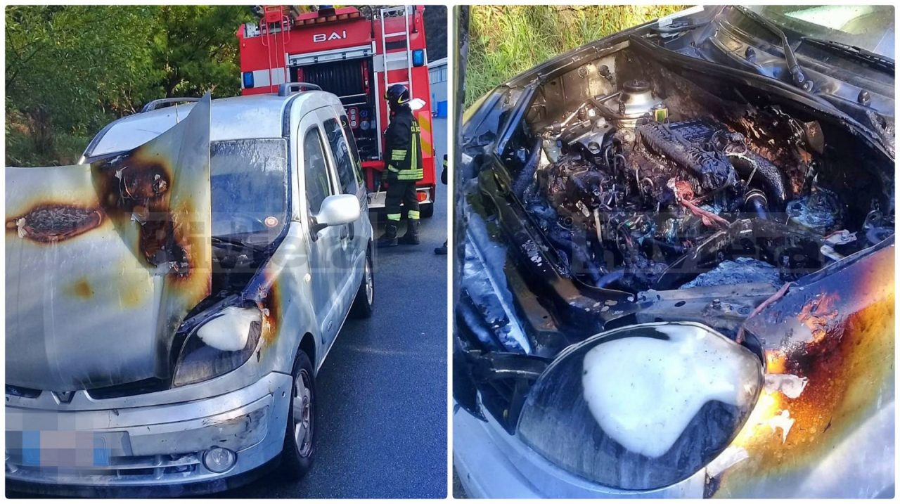 Brucia un’auto a Soldano, salvo il conducente