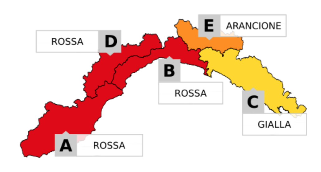 Maltempo, allerta rossa fino a domani pomeriggio nel Ponente ligure