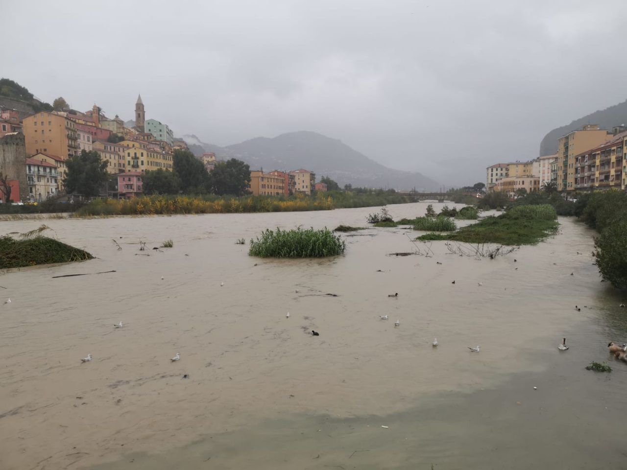 Ondata di piena del fiume Roja a Ventimiglia FOTO e VIDEO