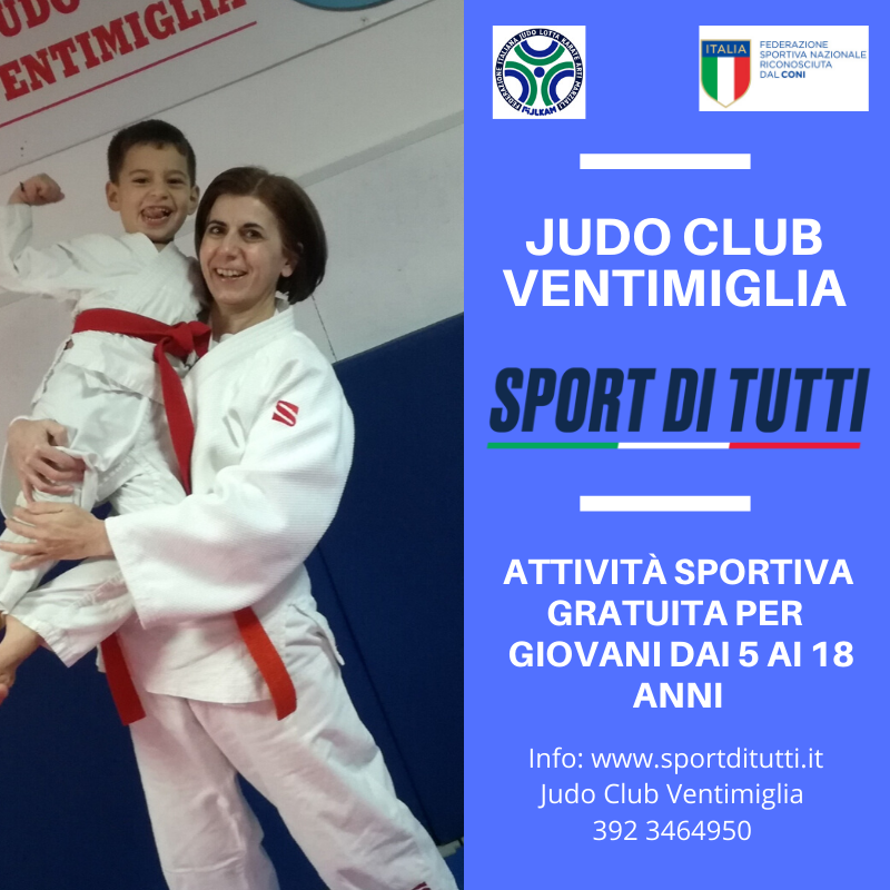 Judo Club Ventimiglia aderisce al progetto Coni #sportditutti