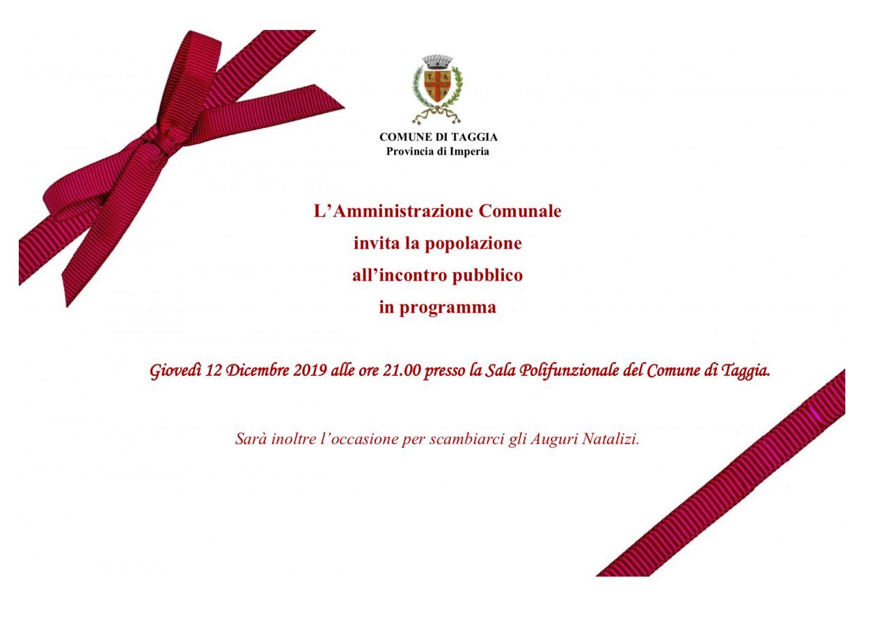Taggia invita i cittadini il 12 dicembre