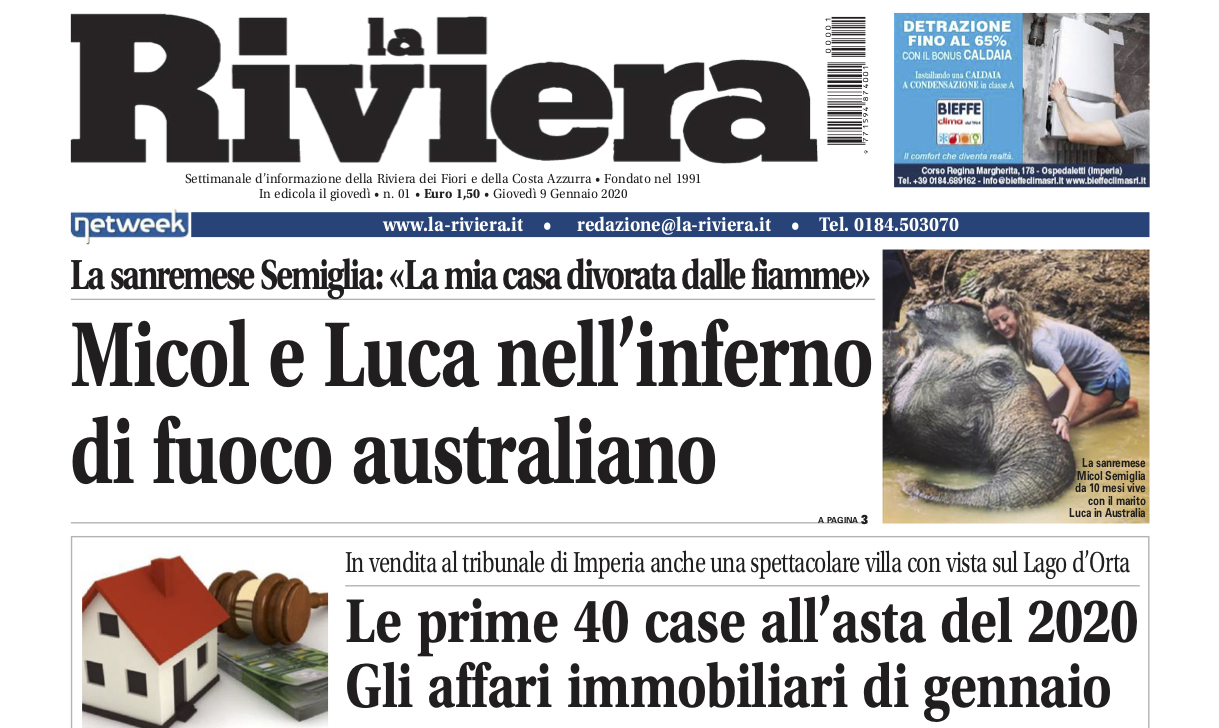 La storia della sanremese nell’inferno di fuoco australiano e le 40 case all’asta di gennaio su La Riviera in edicola