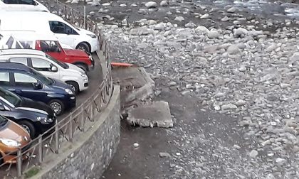 Dolceacqua: crolla parte del muro del parcheggio sul Nervia