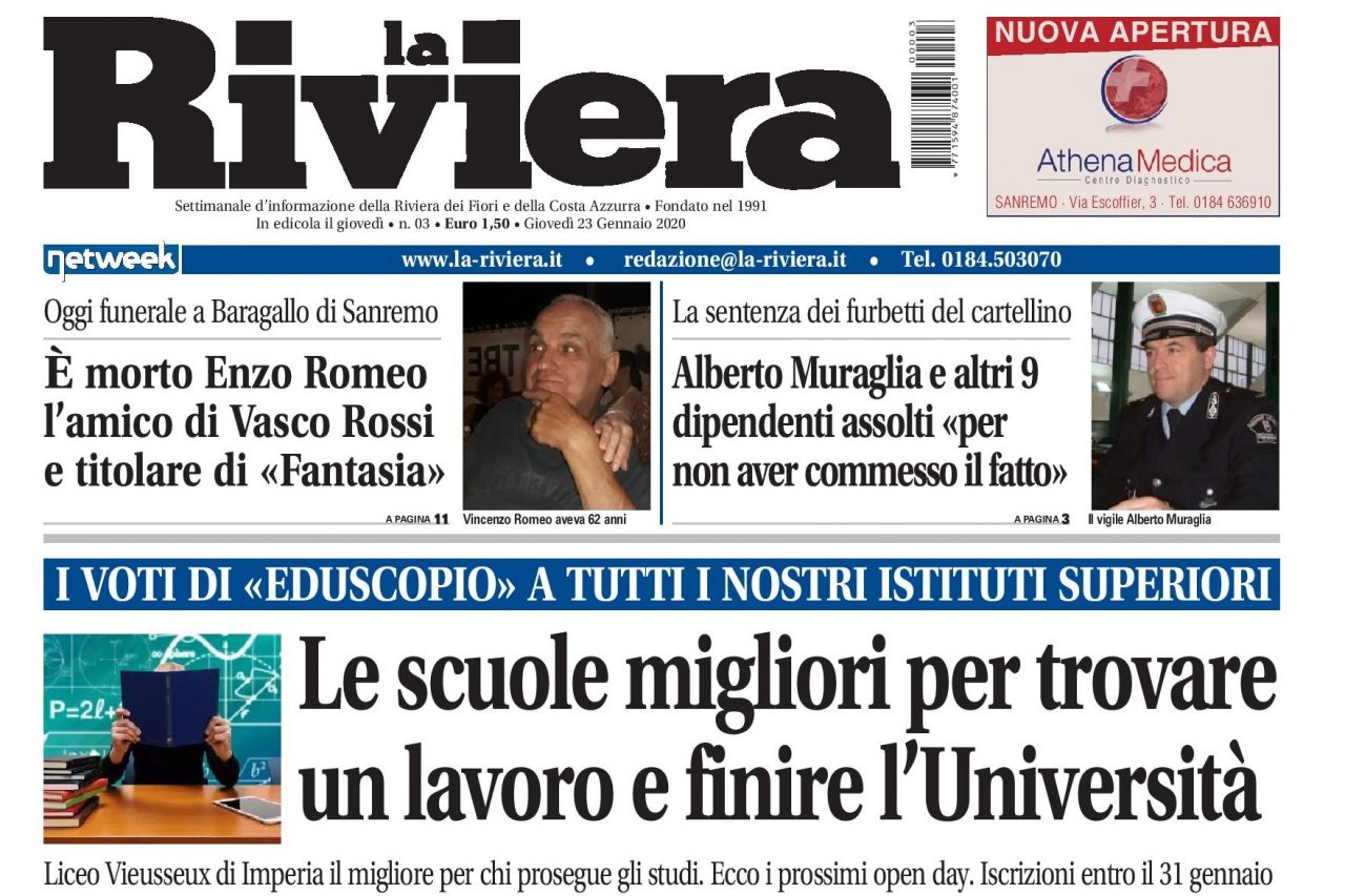 I voti di Eduscopio a tutte le nostre scuole e gli ultimi gossip sul 70° Festival di Sanremo su La Riviera di oggi