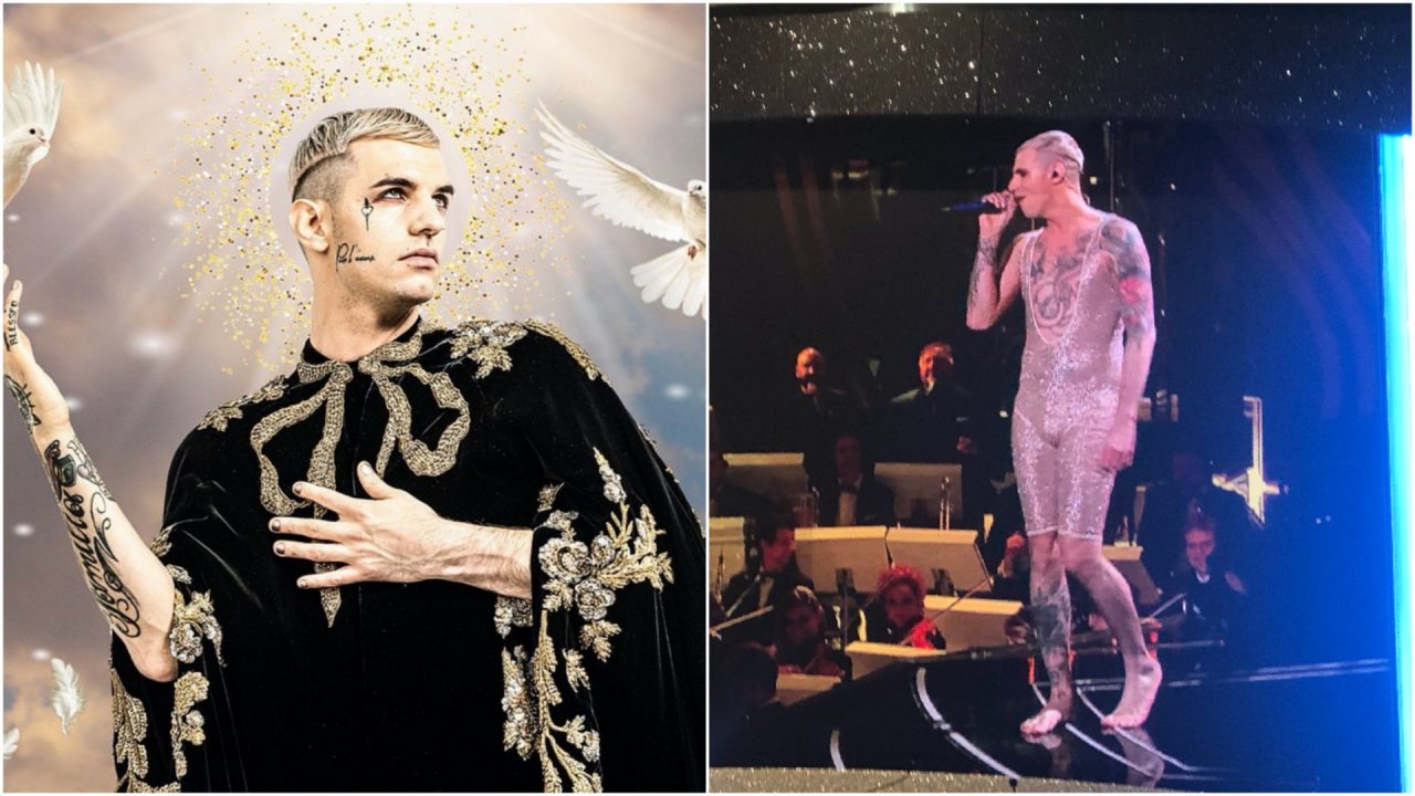 Achille Lauro show, sotto la tunica nera c’è una tutina dorata