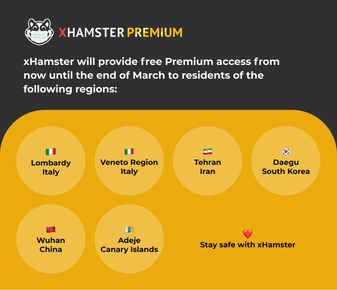Porno gratis per chi è in quarantena. L’idea di xHamster per Wuhan, Lombardia e Veneto